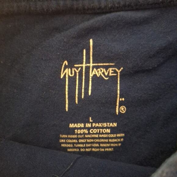 Y2k 2006 Guy Harvey T-Shirt Size Large Cut Off Saltwater Fish Pelagic Blue - Picture 3 of 6